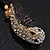 Exotic Diamante Enamel 'Parrot' Bird Brooch In Gold Plating - 7cm L - view 6