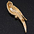 Exotic Diamante Enamel 'Parrot' Bird Brooch In Gold Plating - 7cm L - view 5