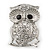 Rhodium Plated Crystal 'Owl' Brooch - 3.5cm Length