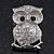 Rhodium Plated Crystal 'Owl' Brooch - 3.5cm Length - view 2