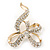 Dazzling Diamante 'Bow' Brooch In Gold Plated Metal - 7cm Length - view 5