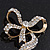 Dazzling Diamante 'Bow' Brooch In Gold Plated Metal - 7cm Length - view 6