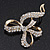 Dazzling Diamante 'Bow' Brooch In Gold Plated Metal - 7cm Length - view 3