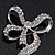 Dazzling Diamante 'Bow' Brooch In Rhodium Plated Metal - 7cm Length - view 4