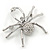 Ice Clear 'Spider' Brooch In Rhodium Plating - 4.5cm Length - view 2