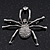 Ice Clear 'Spider' Brooch In Rhodium Plating - 4.5cm Length - view 3