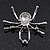 Ice Clear 'Spider' Brooch In Rhodium Plating - 4.5cm Length - view 4