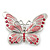 Pink Diamante Enamel 'Butterfly' Brooch In Rhodium Plating - 5cm Length - view 8
