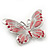 Pink Diamante Enamel 'Butterfly' Brooch In Rhodium Plating - 5cm Length - view 9