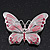 Pink Diamante Enamel 'Butterfly' Brooch In Rhodium Plating - 5cm Length - view 6