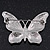 Pink Diamante Enamel 'Butterfly' Brooch In Rhodium Plating - 5cm Length - view 7