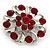 Red Crystal Wreath Brooch In Rhodium Plated Metal - 4cm Diameter - view 5