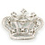 Clear & AB Crystal 'Queenie' Crown Brooch In Rhodium Plated Metal - 5cm Length - view 3