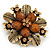 'Botanica' Flower Brooch In Antique Gold Finish Crystal/Stone (Brown)  - 6.5cm Diameter - view 2