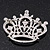 Clear & AB Crystal 'Princess' Crown Brooch In Rhodium Plated Metal - 4.5cm Length - view 3
