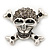 Diamante 'Skull & Crossbones' Brooch In Burn Silver - 4cm Length - view 6