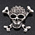 Diamante 'Skull & Crossbones' Brooch In Burn Silver - 4cm Length - view 2