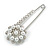 Rhodium Plated Caviar Set Simulated Pearl and Swarovski Crystal Safety Pin Brooch - 7cm Length - view 4