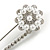 Rhodium Plated Caviar Set Simulated Pearl and Swarovski Crystal Safety Pin Brooch - 7cm Length - view 6