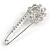 Rhodium Plated Caviar Set Simulated Pearl and Swarovski Crystal Safety Pin Brooch - 7cm Length - view 5