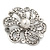 Bridal Clear Diamante 'Flower' Brooch In Rhodium Plating - 4.8cm Diameter - view 2