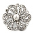 Bridal Clear Diamante 'Flower' Brooch In Rhodium Plating - 4.8cm Diameter - view 6