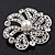 Bridal Clear Diamante 'Flower' Brooch In Rhodium Plating - 4.8cm Diameter - view 5