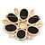 Huge Black/Cream Acrylic 'Flower' Brooch In Gold Plating - 9cm Diameter - view 3