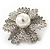 Clear Crystal Bridal 'Flower' Brooch In Rhodium Plating - 4cm Diameter - view 3