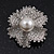 Clear Crystal Bridal 'Flower' Brooch In Rhodium Plating - 4cm Diameter - view 2