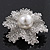 Clear Crystal Bridal 'Flower' Brooch In Rhodium Plating - 4cm Diameter - view 7