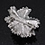 Clear Crystal Bridal 'Flower' Brooch In Rhodium Plating - 4cm Diameter - view 4