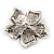 Black Enamel Ash Grey Crystal 'Daisy' Brooch In Silver Plating - 4.5cm Diameter - view 3