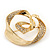 Gold Plated Abstract Clear Crystal 'Rose' Brooch - 4.5cm Diameter - view 4
