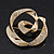 Gold Plated Abstract Clear Crystal 'Rose' Brooch - 4.5cm Diameter - view 2