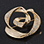 Gold Plated Abstract Clear Crystal 'Rose' Brooch - 4.5cm Diameter - view 3