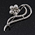 Rhodium Plated Simulated Pearl/ Crystal Flower Bridal Brooch - 6cm Length - view 3