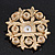 Bridal Swarovski Crystal/ Simulated Pearl Corsage Brooch In Gold Plating - 5cm Diameter - view 5