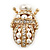 Clear Crystal/ Simulated Pearl Egyptian 'Scarab' Beetle Brooch In Gold Plating - 4.5cm Length - view 8