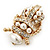 Clear Crystal/ Simulated Pearl Egyptian 'Scarab' Beetle Brooch In Gold Plating - 4.5cm Length - view 3