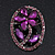 Purple Crystal Daisy In The Oval Frame  Brooch In Silver Plating - 4.5cm Length - view 2