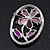 Purple Crystal Daisy In The Oval Frame  Brooch In Silver Plating - 4.5cm Length - view 4