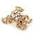 Clear/AB Crystal 'Frog' Brooch In Gold Plating - 3.5cm Length - view 7