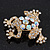 Clear/AB Crystal 'Frog' Brooch In Gold Plating - 3.5cm Length - view 4