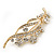 Clear Crystal 'Floral' Bridal Brooch In Gold Plating - 8cm Length - view 2