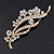 Clear Crystal 'Floral' Bridal Brooch In Gold Plating - 8cm Length - view 3