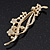 Clear Crystal 'Floral' Bridal Brooch In Gold Plating - 8cm Length - view 4