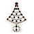 Green/Red/White Crystal 'Christmas Tree' Brooch In Silver Plating - 6cm Length - view 3