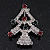 Green/Red/White Crystal 'Christmas Tree' Brooch In Silver Plating - 4.5cm Length - view 3