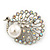 Unique AB Crystal/ Simulated Pearl 'Peacock' Brooch In Silver Plating - 5cm Length - view 2